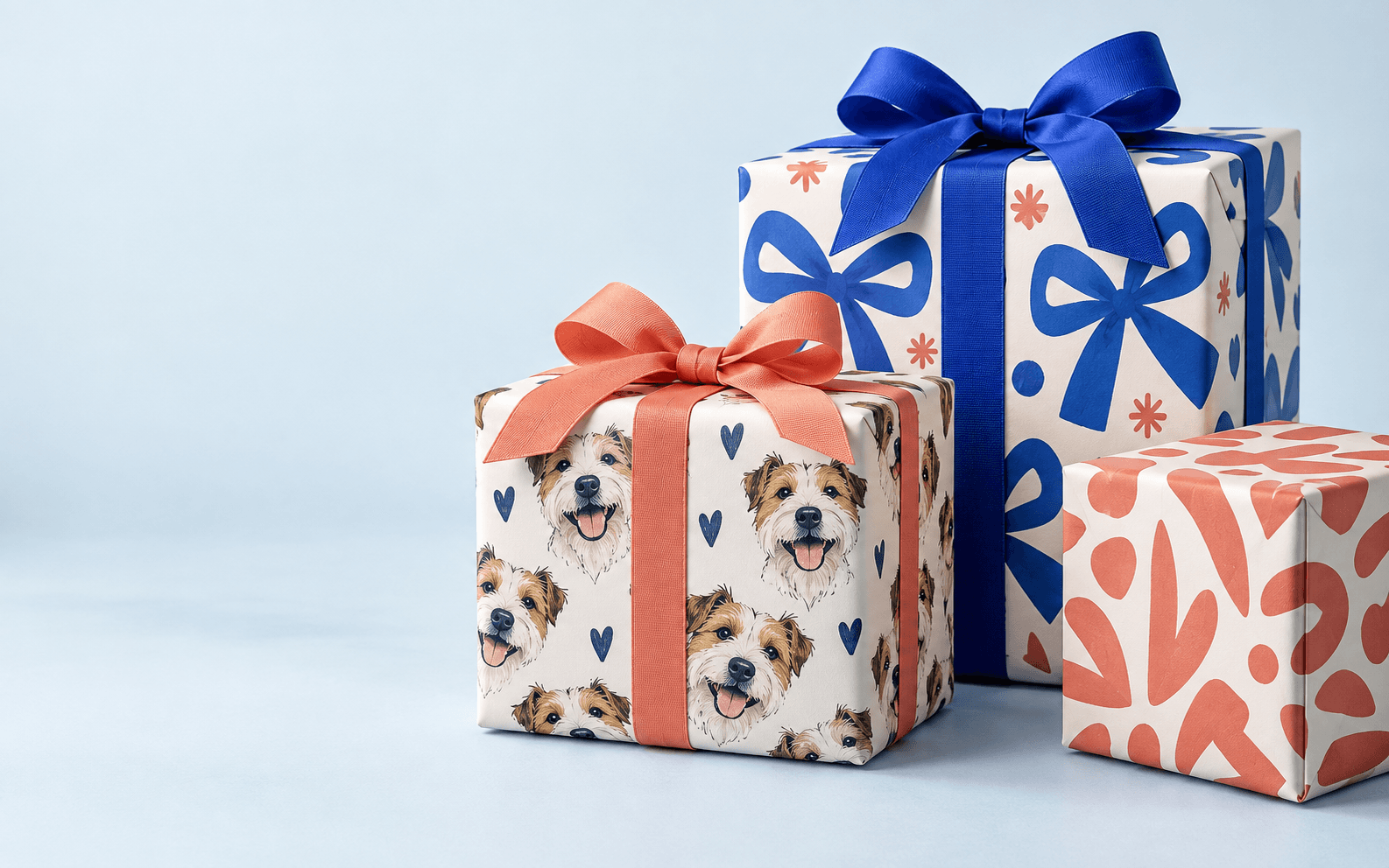 Colorful gifts wrapped in playful patterned paper