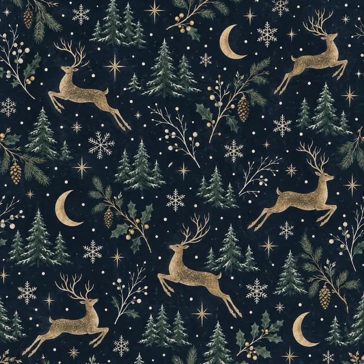 Midnight Reindeer wrapping-paper pattern concept