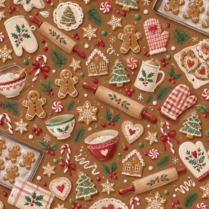 Mrs. Claus’s Cookie Club wrapping-paper pattern concept