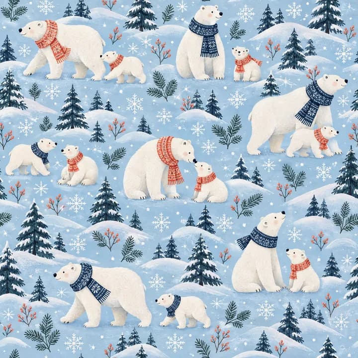 Polar Bear Parade wrapping-paper pattern concept