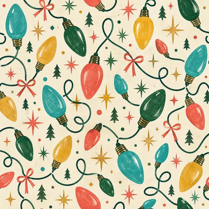 Retro Christmas Lights wrapping-paper pattern concept