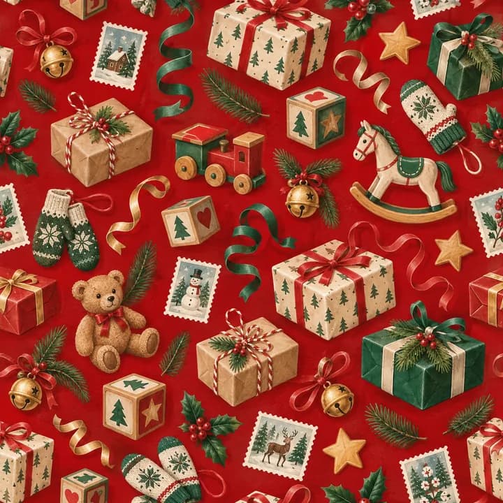 Santa’s Workshop wrapping-paper pattern concept