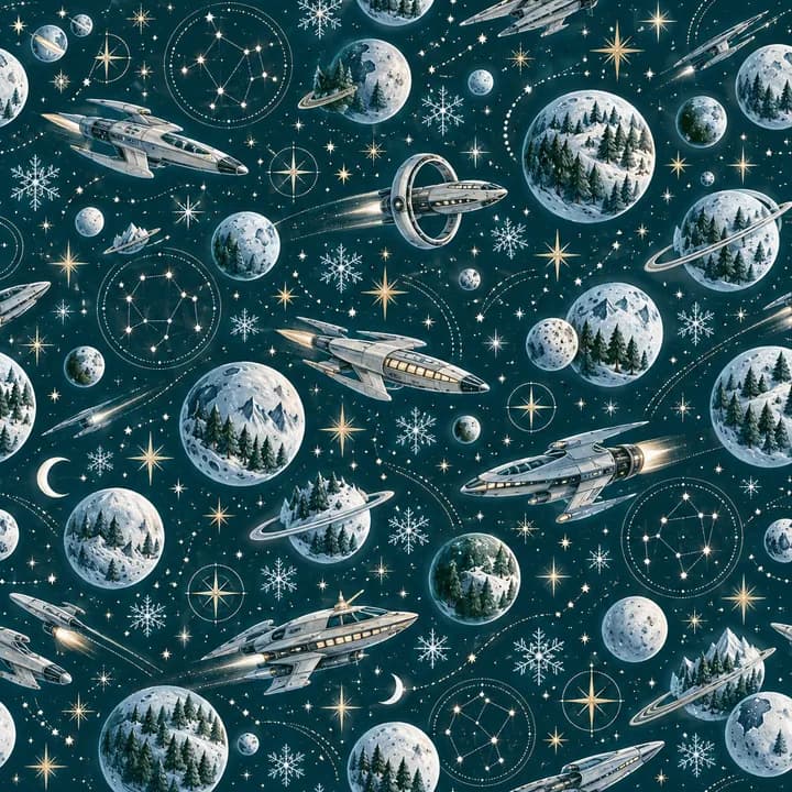 Starship Holiday wrapping-paper pattern concept