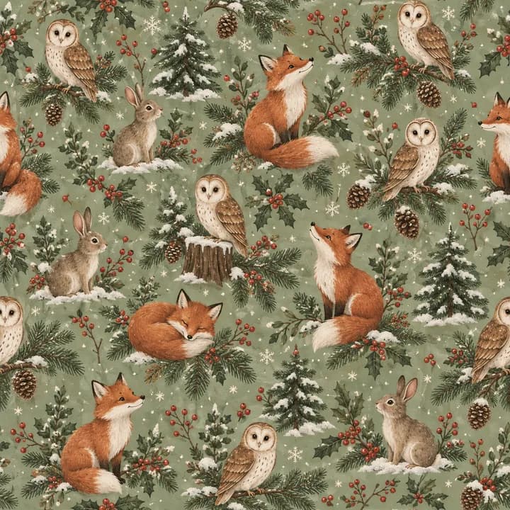 Winter Woodland wrapping-paper pattern concept