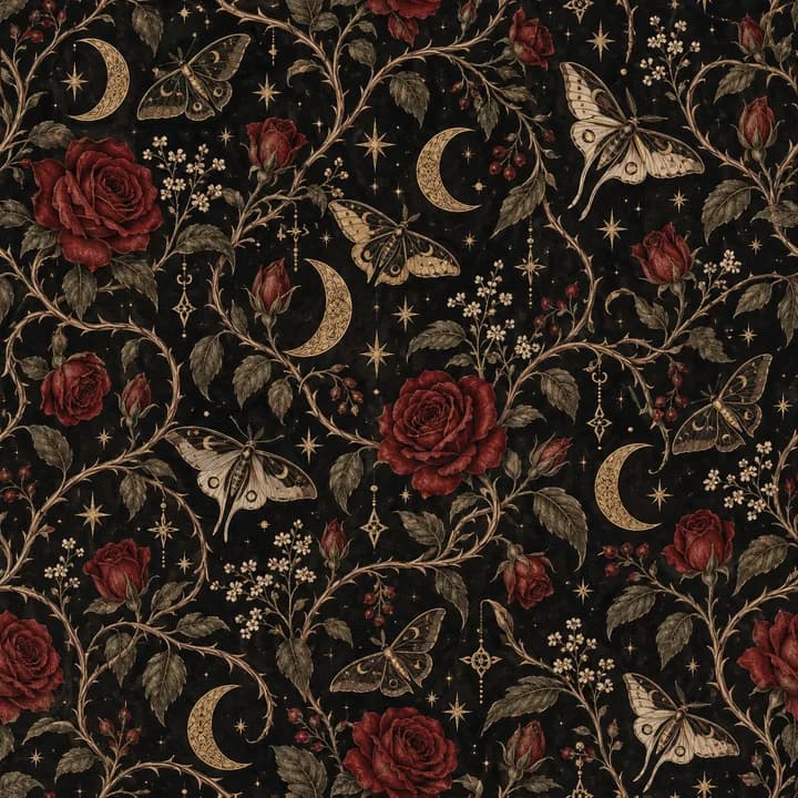 Gothic Botanicals wrapping-paper pattern concept