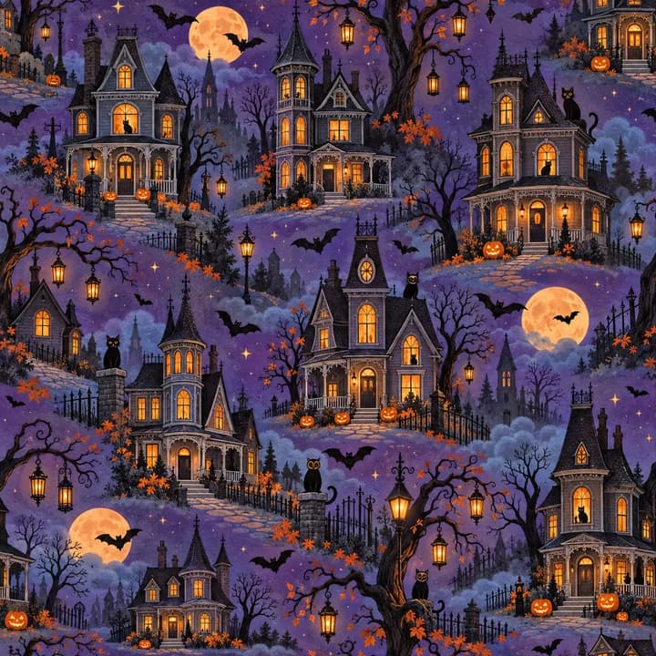 Haunted House Party wrapping-paper pattern concept